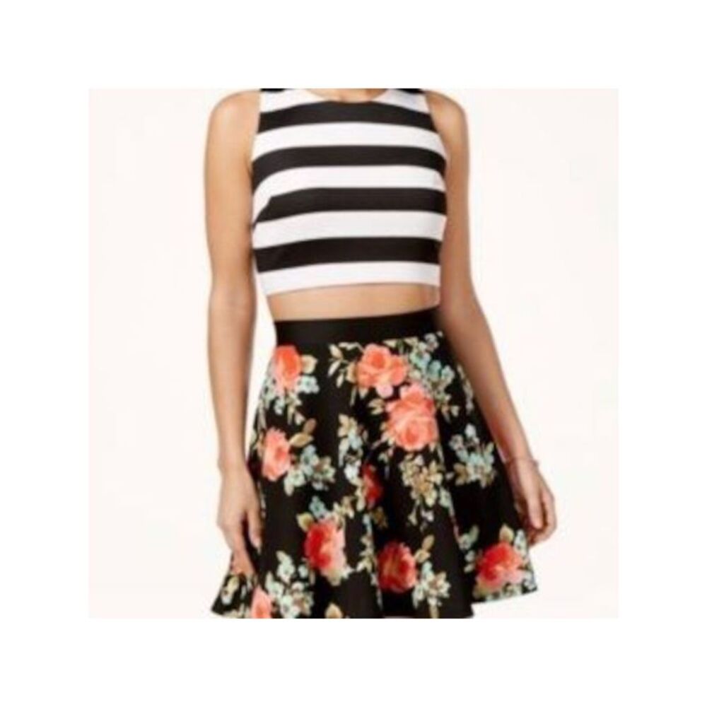 CRYSTAL DOLLS Womens Circle Mini Skirt Black Zippered Party Juniors 5
